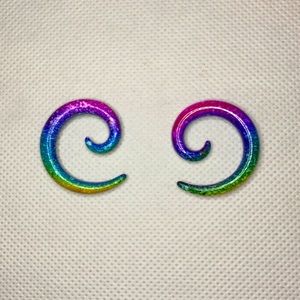Rainbow Speckled Spiral Ear Tapers 2g